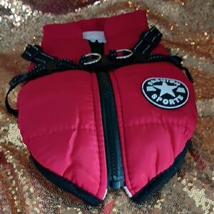 Dog Red Puffer Vest Harness - Sports Patch